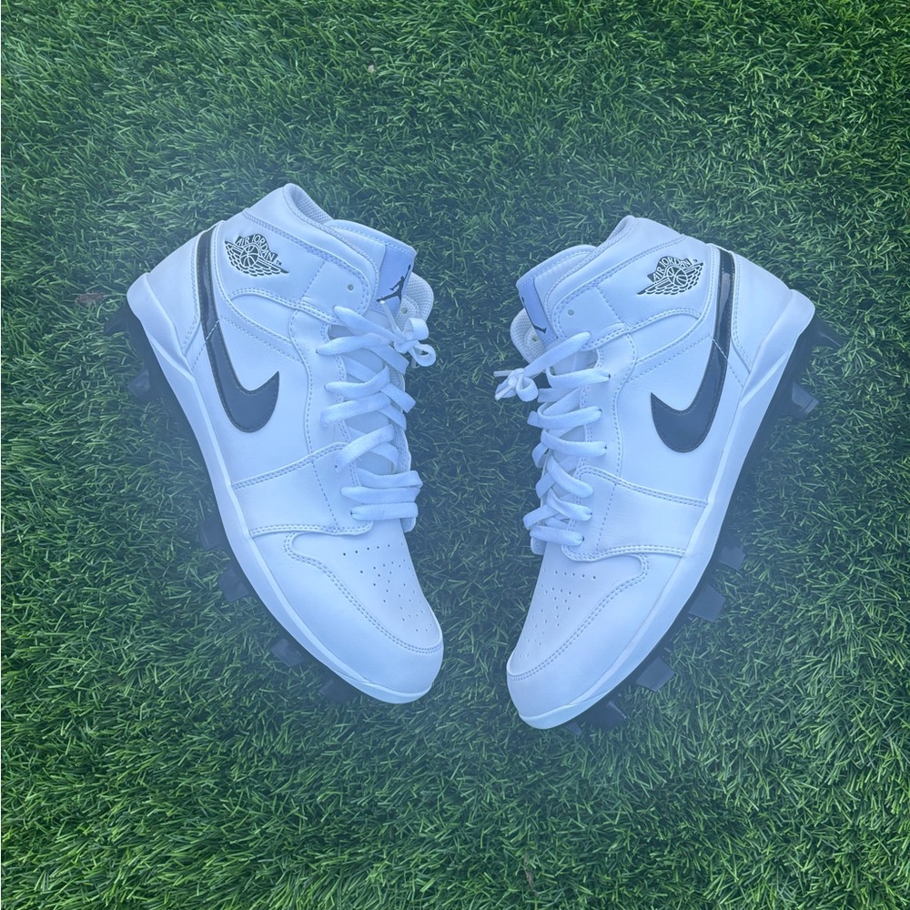 Jordan men’s  White and Black High-Top Sneakers base ball cleats